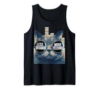 Less Drama More Techno Design Techno Beats Sunglasses Cat Tank Top, Men, Black, Large