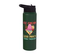 Less Expensive Than Therapy Ice Cream Sundae Gelato Dessert Stainless Steel Insulated Water Bottle