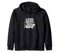 Less Hate More BBQ Funny Grilling Lovers Zip Hoodie