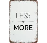 Less Is More Wall Art Minimalist Poster Inspirational Typography Print Sign Vintage Tin Signs Home Kitchen Decorations Wall Decor Metal Poster for Room 8x12inch
