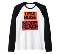 Less Noise More Peace. Mindfulness Tee in Orange & Deep Red Raglan Baseball Tee