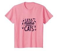 Less People More Cats: Feline Lover's Quirky Statement T-Shirt, Kids, Pink, 12 Years