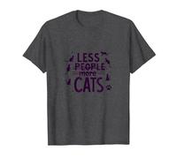 Less People More Cats: Feline Lover's Quirky Statement T-Shirt, Men, Dark Heather Grey, 6XL