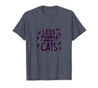 Less People More Cats: Feline Lover's Quirky Statement T-Shirt, Men, Heather Blue, 6XL