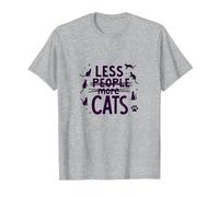 Less People More Cats: Feline Lover's Quirky Statement T-Shirt, Men, Heather Grey, 6XL