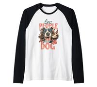 Less People More Dog Funny Canine Lover Raglan Baseball Tee