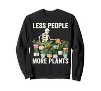 Less People More Plants Skeleton Watering Indoor Houseplant Sweatshirt