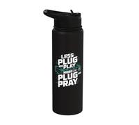 Less Plug and Play More Plug and Pray Fun Stainless Steel Insulated Water Bottle