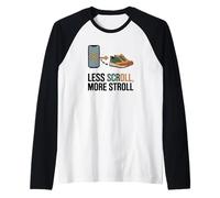 Less Scroll More Stroll Hiking Digital Detox Raglan Baseball Tee