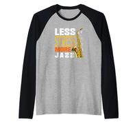 Less Stress More Jazz Funny Saxophone Raglan Baseball Tee
