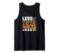 Less Stress More Jazz Funny Saxophone Tank Top
