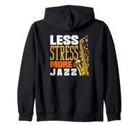 Less Stress More Jazz Funny Saxophone Zip Hoodie