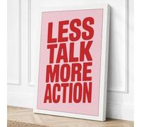 Less Talk More Action Canvas Wall Art Print 18x12 Inch