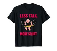 Less Talk More Squat Gym Humor Print T-Shirt