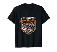 Less Traffic More Throttle Biker Vintage Badge T-Shirt
