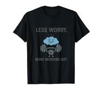 Less Worry More Working Out Mental Health Graphic T-Shirt