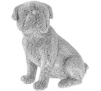 lesser and pavey LP42728 Figure | Silver Art Sitting Pug | 1 Piece-19x11x18 cm Accessory, Animal Print, One Size