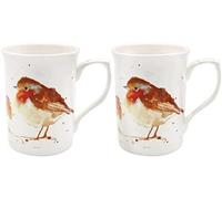 lesser and pavey LP52714 Ceramic Mug | Winter Robins design | Set of 2, Multicolor