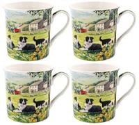 lesser and pavey LP94728 Ceramic Mug | Collie & Sheep design | Set of 4, Multicolor