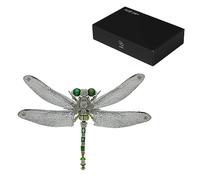 Lesser Emperor Dragonfly 3D Metal Puzzle Kit, 200+PCS Mechanical Insect DIY Assembly Sculpture with Magnetic Base, Steampunk STEM Desk Decor Gift for Adults