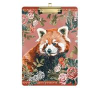 Lesser Panda Floral Red Boho Acrylic Speech Pathology clipboard Standard Letter A4 Size Standard Hole for Softball Coaches clipboard Teacher Gold 12x9in Tabla para escribir