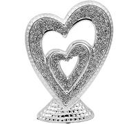 Lesser & Pavey 34cm Silver Sparkle Heart Sculpture Diamante Art Statue Indoor Decor Ornament