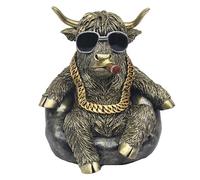 Lesser & Pavey Animals with Attitude Highland Cow Chilling Home Decor Figurines & Ornaments For Home & Office | Decorative Accessories Statues For Indoor & Outdoor | Lovely Gifts for Women & Men