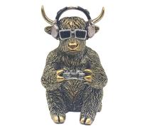 Lesser & Pavey Animals With Attitude Highland Cow Gamer Home Decor Figurine | Fun Highland Cow Ornament For Living Room & Office | Decorative Statue Gift For Women, Men & Families | Modern Home