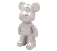 Lesser & Pavey Bear Money Bank Home Ornament Statues - Dark Grey, Silver, Iridescentor Pearl (Pearlescent)