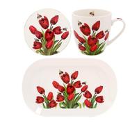 Lesser & Pavey Bee-Tanical Floral Mug & Coaster Set - Bergamot, Tulip, Thistle, Magnolia Designs (Tulip)