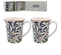 Lesser & Pavey British Designed Willow Bough Coffee Mug | Ceramic Coffee Mugs for Home or Work | Large Mugs for Hot Drinks | Set of 2 Tea and Coffee Cups - William Morris