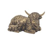 Lesser & Pavey Bronze Highland Cow & Calf Home Decor Figurines & Ornaments For Home & Office | Decorative Accessories Statues For Indoor & Outdoor | Lovely Gifts for Women & Men