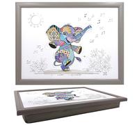 Lesser & Pavey Bug Art Elly Elephant Laptray For Food Serving & Breakfast | Comfortable Lap Trays With Bean Bag Cushion For Snacks & Dinner | Durable Serving Tray For Eating On Lap For Adults