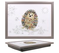 Lesser & Pavey Bug Art Hattie Hedgehog Food Serving Laptray with Bean Bag | Soft Cushion Base, Durable Wooden Top, Relaxed Dining Experience, Lightweight Construction