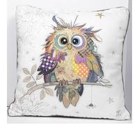 Lesser & Pavey Bug Art Kooks Otto Owl Cushion | Soft & Stylish Decorative Pillow | Unique Animal Print Cushion for Home & Office | Cozy & Comfortable Cushion for Sofa & Bed for All