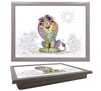 Lesser & Pavey Bug Art Louis Lion Laptray For Food Serving & Breakfast | Comfortable Lap Trays With Bean Bag Cushion For Snacks & Dinner | Durable Serving Tray For Eating On Lap For Adults