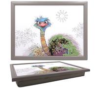 Lesser & Pavey Bug Art Oscar Ostrich Laptray For Food Serving & Breakfast | Comfortable Lap Trays With Bean Bag Cushion For Snacks & Dinner | Durable Serving Tray For Eating On Lap For Adults