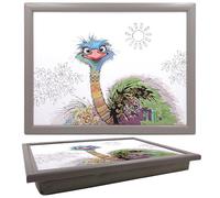 Lesser & Pavey Bug Art Oscar Ostrich Laptray For Food Serving & Breakfast | Comfortable Lap Trays With Bean Bag Cushion For Snacks & Dinner | Durable Serving Tray For Eating On Lap For Adults