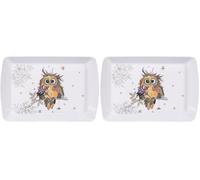 Lesser & Pavey Bug Art Otto Owl Tray For Serving Dishes | Serving Trays For Kitchen Accessories | Lovely Serving Platter For Serving Food & Tea Trays for Food Serving (Pack of 2)