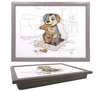 Lesser & Pavey Bug Art Pedro Pup Laptray For Food Serving & Breakfast | Comfortable Lap Trays With Bean Bag Cushion For Snacks & Dinner | Durable Serving Tray For Eating On Lap For Adults