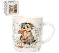 B&Q Fine China Mug - Bug Art Pedro Pup, Reusable Ceramic for Hot Drinks