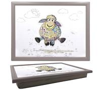 Lesser & Pavey Bug Art Sasha Sheep Laptray For Food Serving & Breakfast | Comfortable Lap Trays With Bean Bag Cushion For Snacks & Dinner | Durable Serving Tray For Eating On Lap For Adults