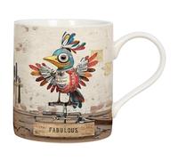 B&Q Ceramic Mug – Lesser & PAVEY Bug Art Scrap Bird, Steampunk Vintage, 350 ml