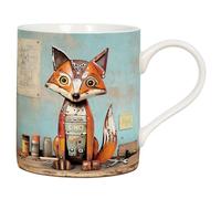 Lesser & PAVEY Bug Art Scrap Fox Mug for Home & Kitchen | Stylish Ceramic Mugs for Tea & Coffee | Lovely Cup Set for Mens Gifts & Birthday Gifts for Women