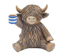Lesser & Pavey Christmas Happy Highland Cow Cuppa Home Decor Figurines & Ornaments For Home & Office | Decorative Home Accessories Statues For Indoor & Outdoor | Lovely Gifts for Women & Men