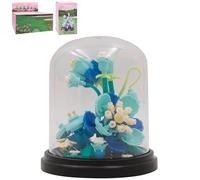 Lesser & Pavey Christmas Mini Bricks Blue Carnation Building Blocks For Home & Office | Artificial Flowers Mini Pots For Decor | Micro Bricks Sets For Adults & Kids | Lovely Gift For Women & Men