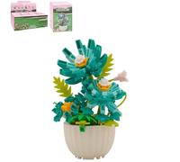 Lesser & Pavey Christmas Mini Bricks Blue Gerbera Building Blocks For Home & Office | Artificial Flowers Mini Pots For Decor | Micro Bricks Sets For Adults & Kids | Lovely Gift For Women & Men