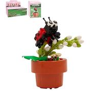 Lesser & Pavey Christmas Mini Bricks Flower With Ladybird Building Blocks For Home & Office | Artificial Flowers Mini Pots For Decor | Micro Bricks Sets For Adults & Kids | Lovely Gift For Women & Men