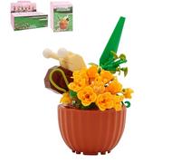 Lesser & Pavey Christmas Mini Bricks Flowers With Snail Building Blocks For Home & Office | Artificial Flowers Mini Pots For Decor | Micro Bricks Sets For Adults & Kids | Lovely Gift For Women & Men
