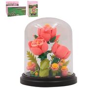 Lesser & Pavey Christmas Mini Bricks Pink Roses Building Blocks For Home & Office | Artificial Flowers Mini Pots For Decor | Micro Bricks Sets For Adults & Kids | Lovely Gift For Women & Men